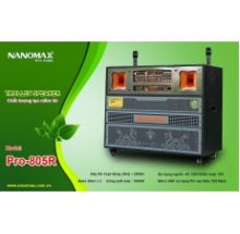 Loa Kéo Bình & Điện Nanomax Pro-805R Bass Đôi 40cm 1600w (kèm 2 mic không dây)