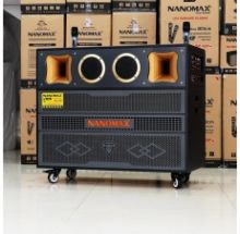 Loa Kéo Bình & Điện Nanomax Pro-218 Bass Đôi 50cm 3000w (kèm 2 mic không dây)