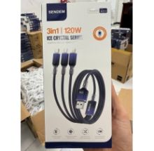 Cáp 3 đầu Sendem M311 ( Micro + Type C + Lightning USB) dây dù dài 1.5m;  sạc  nhanh 120W có VAT
