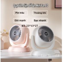 QUẠT TÍCH ĐIỆN ĐỂ BÀN FAN F3 xoay 120 độ, 3 tốc độ gió ---- hộp màu trắng hồng (TEST)