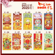 SET 10 BAO LÌ XÌ 2025 NHIỀU HÌNH NGẪU NHIÊN