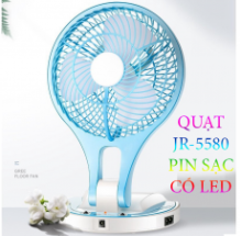 QUẠT sạc tích điện 3 CÁNH Mini FAN JR - 5580, có đèn cực sáng 2 cấp độ (TEST)