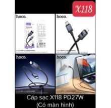 Cáp iphone 13 cáp HOCO X118 ( TYPE C TO IPHONE) PD27W + QC3.0 (ĐẶC BIỆT CÓ MÀN HÌNH)- dây dù 1m