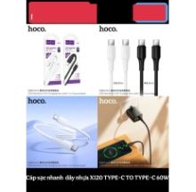 Cáp 2 ĐẦU TYPE C CÁP HOCO X120 (Type C to Type C) sạc nhanh 60W - dây trơn dài 1m ( box) 