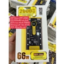 Pin dự phòng REMAX RPP 2066 QC.PD 20000mAH sạc nhanh PD66W vỏ trong suốt, kèm 10 đèn LED