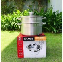 BỘ NỒI XỬNG SONY 2 TẦNG size 26cm cao cấp (nấu được tất cả các loại bếp, quai tán đinh)