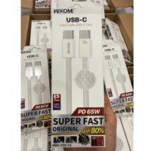 Cáp 2 đầu Type C cáp WEKOME WDC-21 ( Type C to Type C) dây dù 1m sạc nhanh PD65W, cách điện bằng nhựa, đã gắn đầu nối: 2.4A, đường kính lõi 3.5mm  có VAT