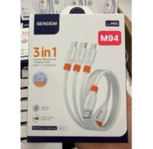 Cáp 3 đầu Sendem M94 ( Micro + Type C + Lightning Type C) dây Silicon dài 1.2m;  sạc siêu nhanh có VAT