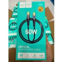 Cáp 2 đầu type C cáp HOCO U121 TYPE C to TYPE C (2 đầu type C), sạc nhanh PD60W, dây dù 1m - cáp sạc nhanh có báo đèn có VAT