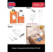 Bộ sạc HOCO C93A IPHONE sạc nhanh 3.4A, 3 cổng USB báo đèn