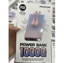 Pin dự phòng PHANTOM P32 10000mAH kèm 2 dây sạc sạc nhanh QC3.0 PD22.5W super led 2 tím xanh chuyển màu