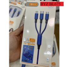 Cáp sạc 3 đầu BYZ BL675 sạc nhanh 5A